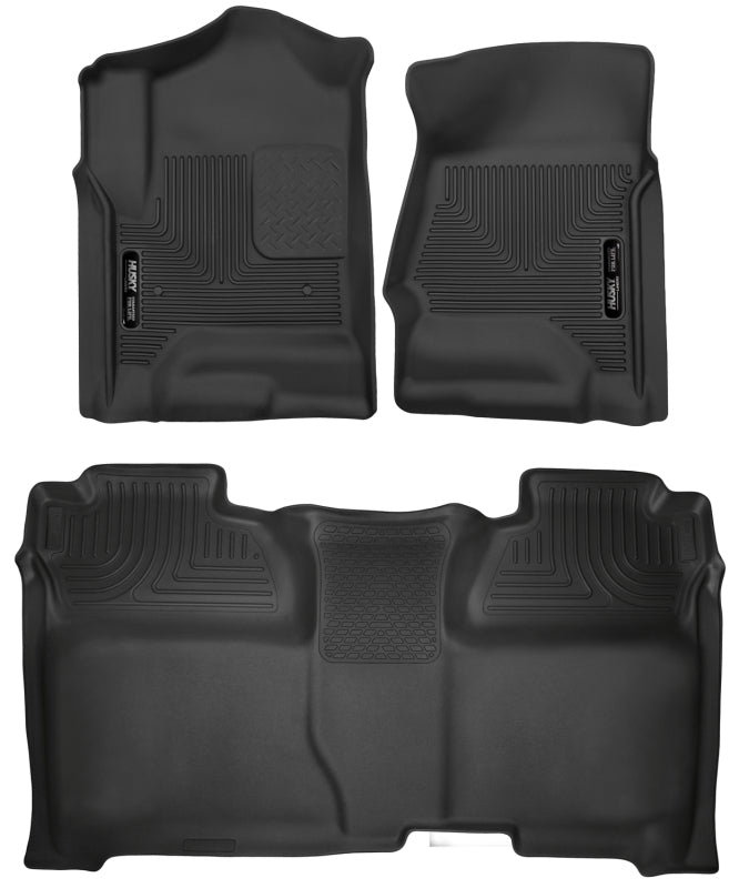 Husky Liners 14-18 Chevrolet Silverado Crew Cab X-Act Contour Front & Second Seat Floor Liners Husky Liners Floor Mats - Rubber  AXOPROS