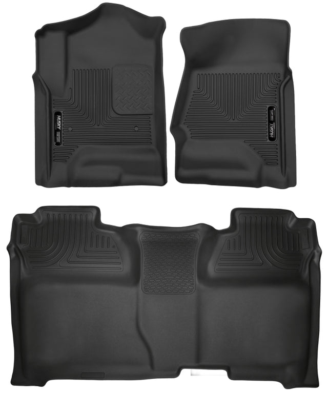 Husky Liners 14-18 Chevrolet Silverado Crew Cab X-Act Contour Front & Second Seat Floor Liners Husky Liners Floor Mats - Rubber  AXOPROS