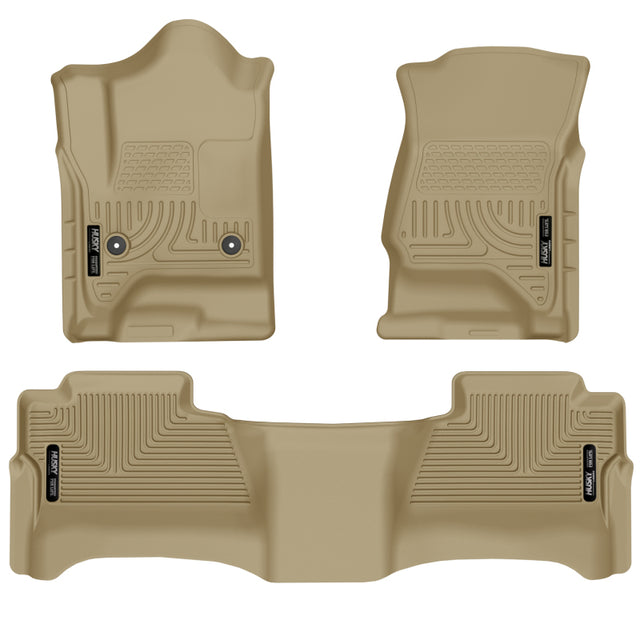 Husky Liners 14 Chevrolet Silverado/GMC Sierra WeatherBeater Tan Front & 2nd Seat Floor Liners Husky Liners Floor Mats - Rubber  AXOPROS