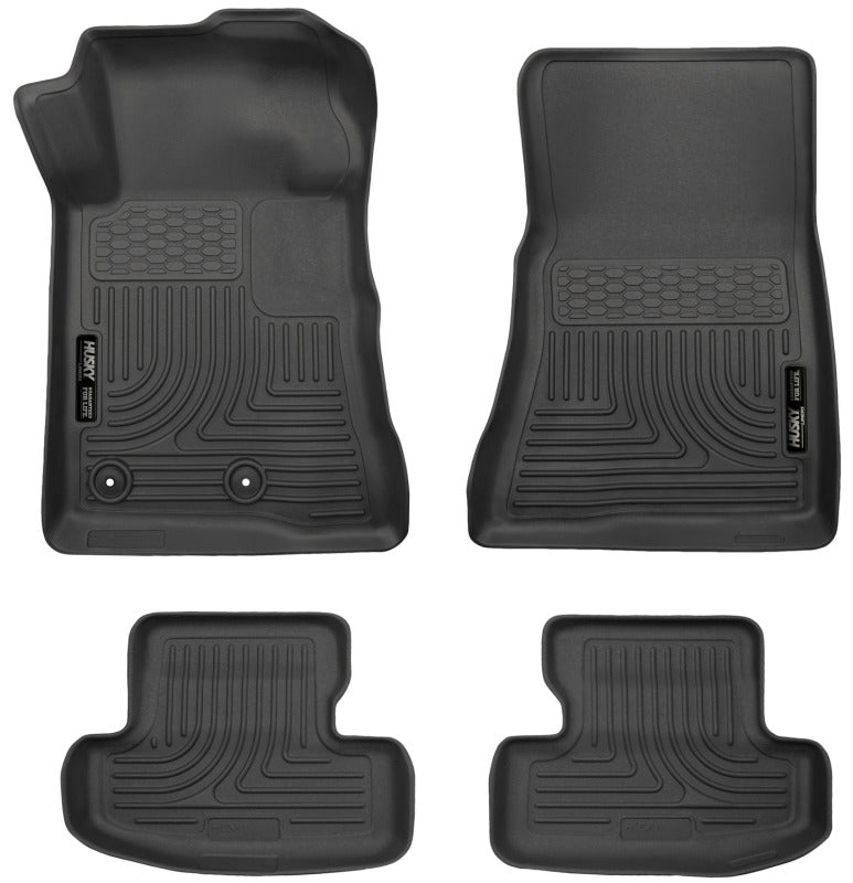 Husky Liners 15-22 Ford Mustang WeatherBeater Black Front & Second Seat Floor Liner Husky Liners Floor Mats - Rubber  AXOPROS