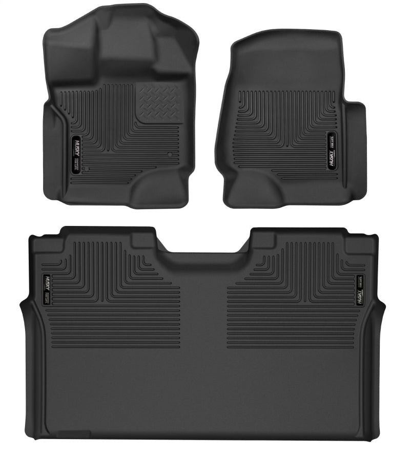 Husky Liners 15-23 Ford F-150 SuperCrew Cab X-Act Contour Front & 2nd Row Seat Floor Liners - Black Husky Liners Floor Mats - Rubber  AXOPROS
