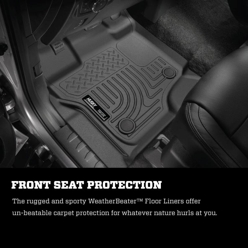 Husky Liners 15-23 Ford F-150 SuperCrew Weatherbeater Black Front & 2nd Seat Floor Liners Husky Liners Floor Mats - Rubber  AXOPROS