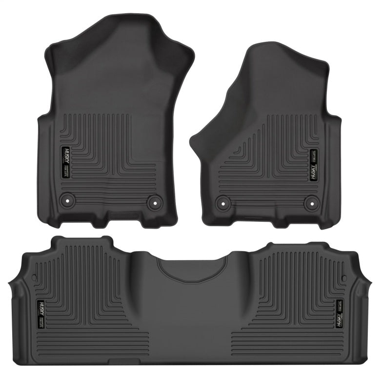 Husky Liners 19-21 RAM 2500/3500 Mega Cab Weatherbeater Front and 2nd Seat Floor Liners - Black Husky Liners Floor Mats - Rubber  AXOPROS