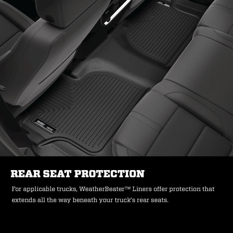 Husky Liners 19-23 Chevrolet Silverado 1500 CC WeatherBeater Black 2nd Row Floor Liners Husky Liners Floor Mats - Rubber  AXOPROS