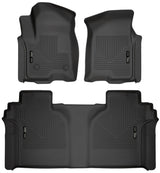 Husky Liners 19-23 Chevrolet Silverado 1500 Crew Cab WeatherBeater Blk Front & 2nd Seat Floor Liners Husky Liners Floor Mats - Rubber  AXOPROS