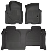 Husky Liners 19-23 GMC Sierra 1500 Double Cab Weatherbeater Black Front & 2nd Seat Floor Liners Husky Liners Floor Mats - Rubber  AXOPROS