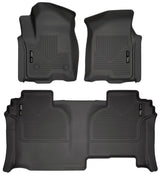 Husky Liners 19-23 GMC Sierra 1500 Double Cab Weatherbeater Black Front & 2nd Seat Floor Liners Husky Liners Floor Mats - Rubber  AXOPROS