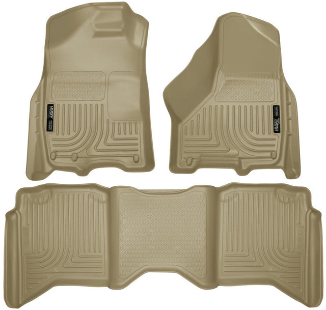 Husky Liners 2012 Dodge Ram 1500/2500/3500 Crew Cab WeatherBeater Combo Tan Floor Liners Husky Liners Floor Mats - Rubber  AXOPROS