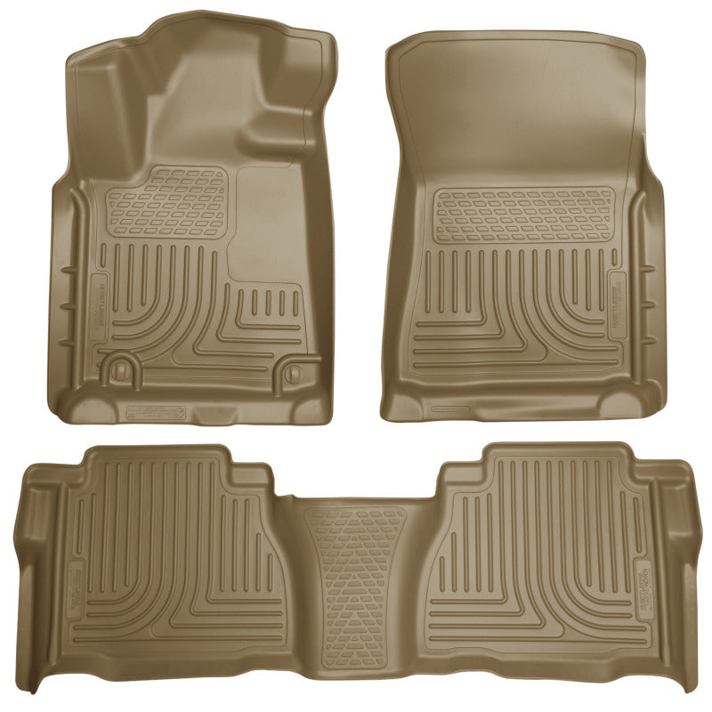 Husky Liners 2012 Toyota Tundra Double/CrewMax Cab WeatherBeater Combo Tan Floor Liners Husky Liners Floor Mats - Rubber  AXOPROS