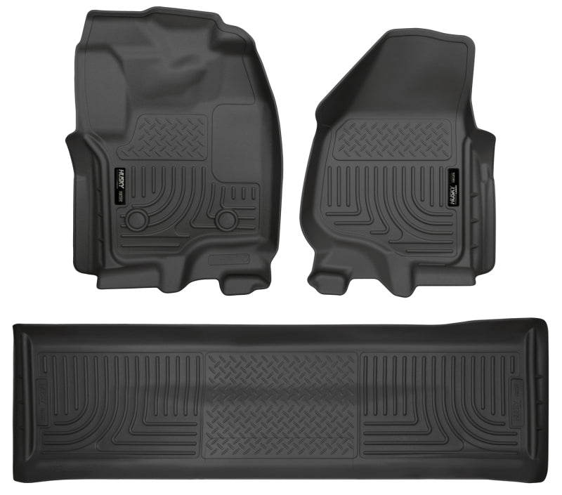Husky Liners 2012.5 Ford SD Crew Cab WeatherBeater Combo Black Floor Liners (w/o Manual Trans Case) Husky Liners Floor Mats - Rubber  AXOPROS
