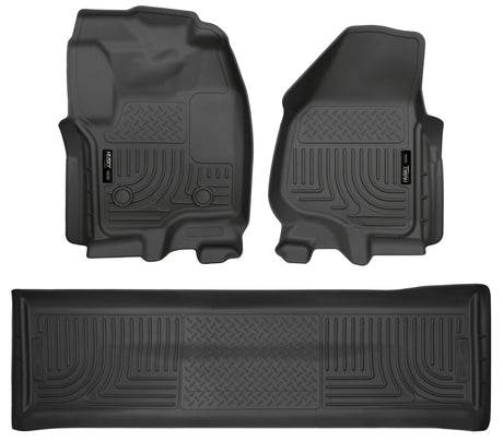 Husky Liners 2012.5 Ford SD Crew Cab WeatherBeater Combo Black Floor Liners (w/o Manual Trans Case) Husky Liners Floor Mats - Rubber  AXOPROS