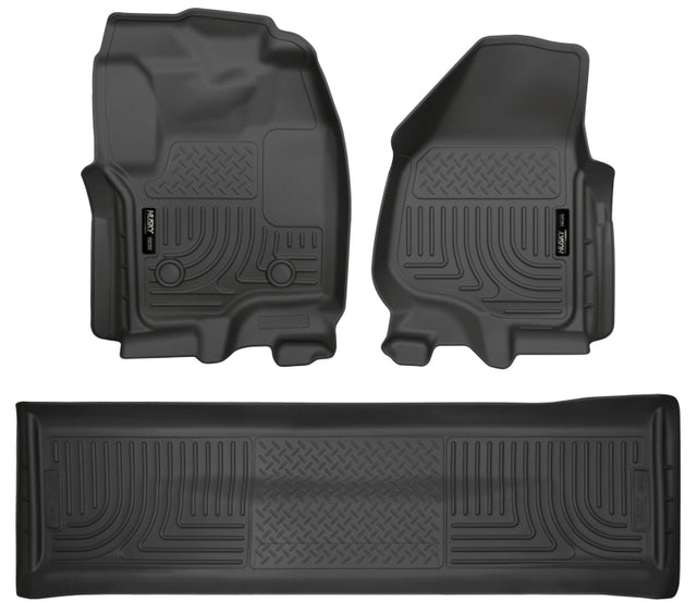 Husky Liners 2012.5 Ford SD Crew Cab WeatherBeater Combo Black Floor Liners (w/o Manual Trans Case) Husky Liners Floor Mats - Rubber  AXOPROS