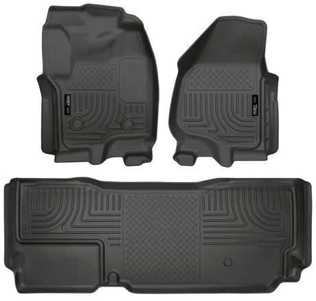 Husky Liners 2012.5 Ford SD Super Cab WeatherBeater Combo Black Floor Liners (w/o Manual Trans Case) Husky Liners Floor Mats - Rubber  AXOPROS