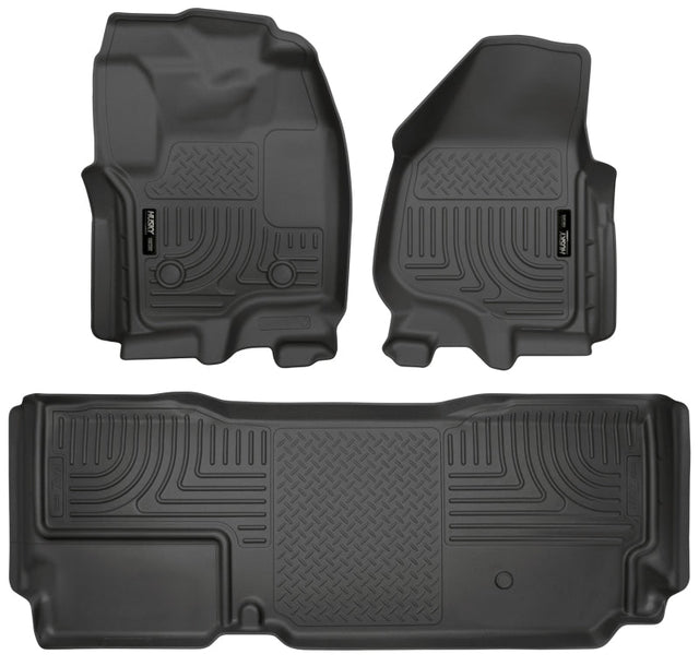 Husky Liners 2012.5 Ford SD Super Cab WeatherBeater Combo Black Floor Liners (w/o Manual Trans Case) Husky Liners Floor Mats - Rubber  AXOPROS