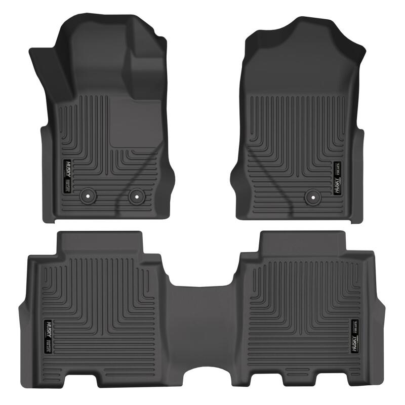 Husky Liners 2021 Ford Bronco 4 Door Weatherbeater Front & 2nd Seat Floor Liners - Black Husky Liners Floor Mats - Rubber  AXOPROS