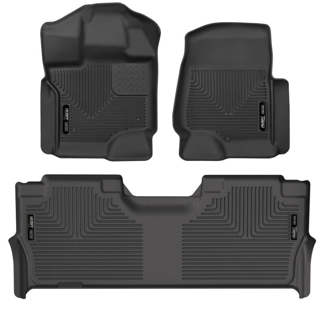 Husky Liners 21-23 Ford F-150 CC SC X-Act Contour Front & Second Row Seat Floor Liners - Black Husky Liners Floor Mats - Rubber  AXOPROS