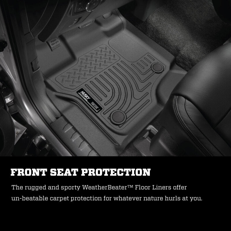 Husky Liners 21-24 Ford F-150 SuperCrew Weatherbeater Black Front & 2nd Seat Floor Liners Husky Liners Floor Mats - Rubber  AXOPROS
