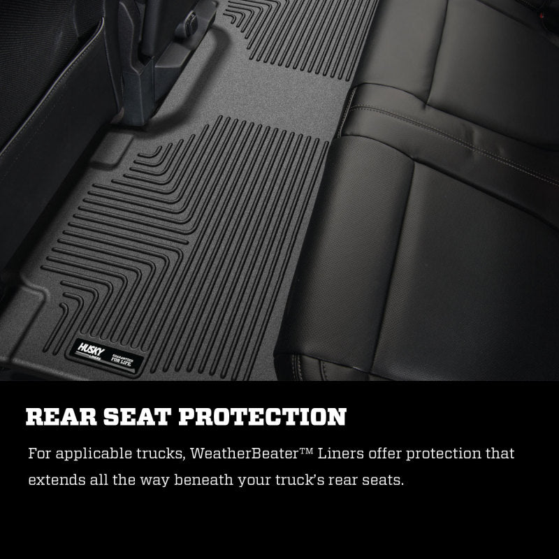 Husky Liners 21-24 Ford F-150 SuperCrew Weatherbeater Black Front & 2nd Seat Floor Liners Husky Liners Floor Mats - Rubber  AXOPROS