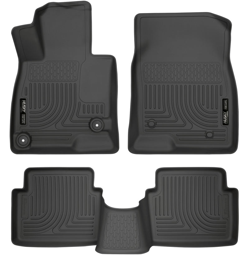 Husky Liners WeatherBeater 14 Mazda 3 Hatch&Sedan Front & Second Row Black Floor Liners Husky Liners Floor Mats - Rubber  AXOPROS