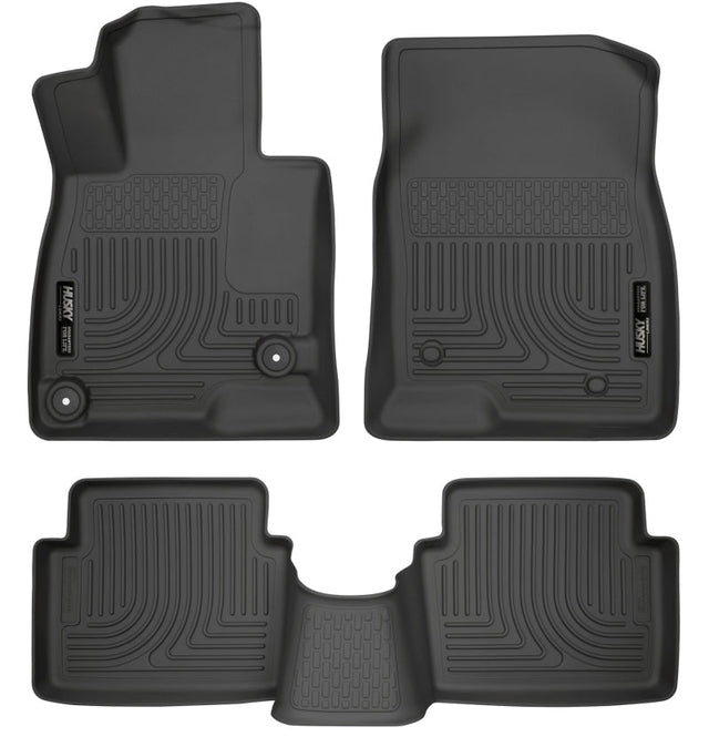 Husky Liners WeatherBeater 14 Mazda 3 Hatch&Sedan Front & Second Row Black Floor Liners Husky Liners Floor Mats - Rubber  AXOPROS