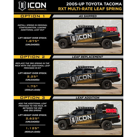 ICON 05-15 Toyota Tacoma 0-3.5in/16-17 Toyota Tacoma 0-2.75in Stg 8 Suspension System w/Tubular Uca ICON Coilovers  AXOPROS