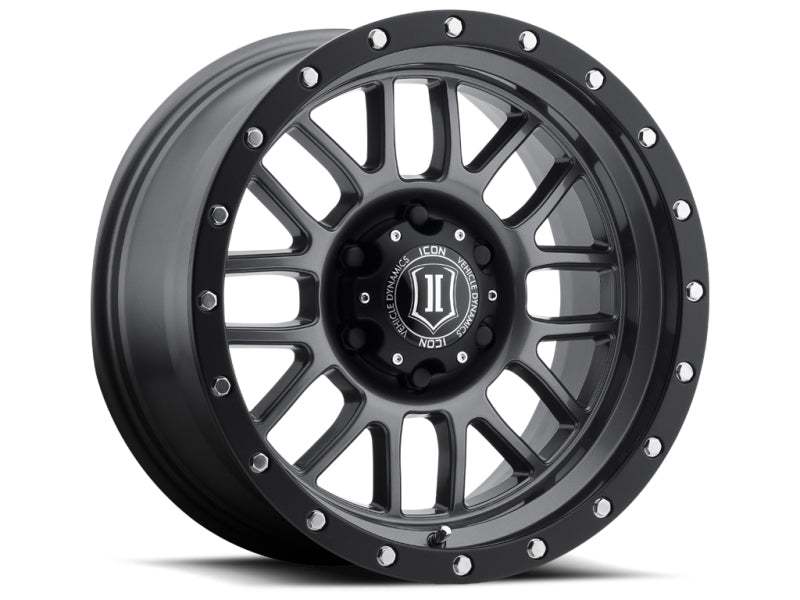 ICON Alpha 17x8.5 5x5 0mm Offset 4.75in BS 71.5mm Bore Gun Metal Wheel ICON Wheels - Cast  AXOPROS