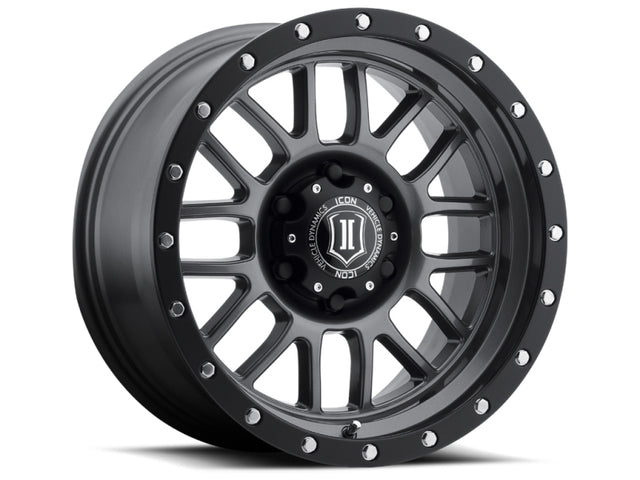 ICON Alpha 17x8.5 5x5 0mm Offset 4.75in BS 71.5mm Bore Gun Metal Wheel ICON Wheels - Cast  AXOPROS