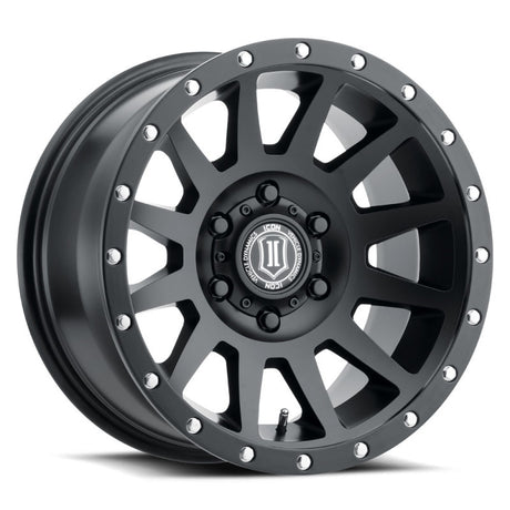 ICON Compression 17x8.5 6x5.5 0mm Offset 4.75in BS 106.1mm Bore Satin Black Wheel ICON Wheels - Cast  AXOPROS
