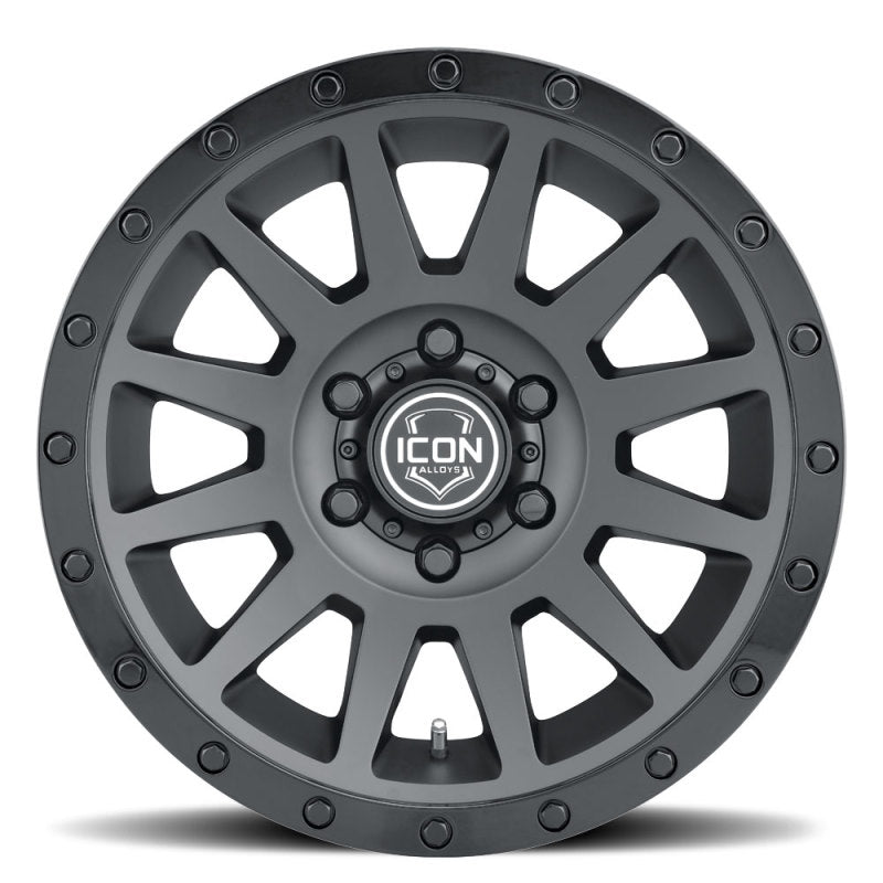ICON Compression 18x9 6x5.5 0mm Offset 5in BS 106.1mm Bore Double Black Wheel ICON Wheels - Cast  AXOPROS