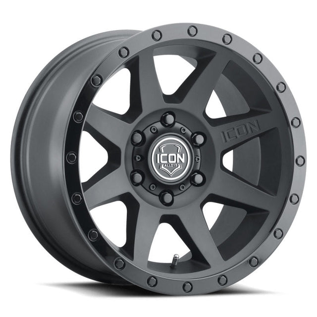 ICON Rebound 17x8.5 6x5.5 0mm Offset 4.75in BS 106.1mm Bore Double Black Wheel ICON Wheels - Cast  AXOPROS