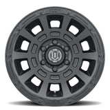 ICON Thrust 17x8.5 6x5.5 0mm Offset 4.75in BS Satin Black Wheel ICON Wheels - Cast  AXOPROS