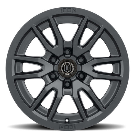 ICON Vector 6 17x8.5 6x135 6mm Offset 5in BS 87.1mm Bore Satin Black Wheel ICON Wheels - Cast  AXOPROS