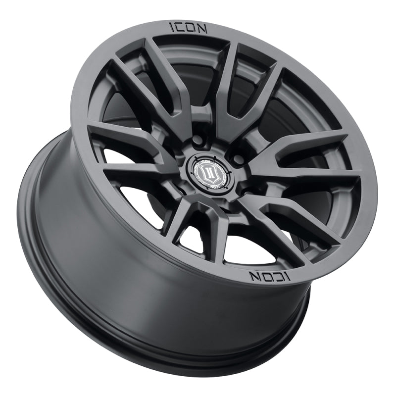ICON Vector 6 17x8.5 6x135 6mm Offset 5in BS 87.1mm Bore Satin Black Wheel ICON Wheels - Cast  AXOPROS