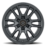 ICON Vector 6 17x8.5 6x5.5 0mm Offset 4.75in BS 106.1mm Bore Satin Black Wheel ICON Wheels - Cast  AXOPROS