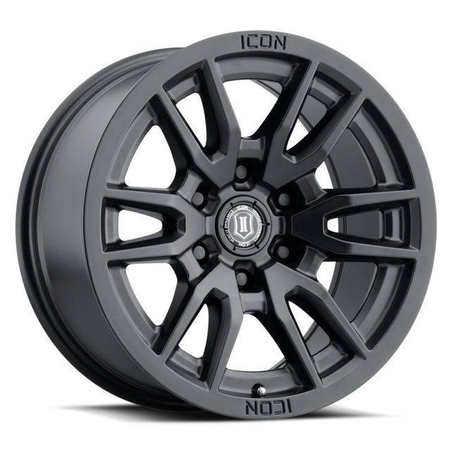 ICON Vector 6 17x8.5 6x5.5 0mm Offset 4.75in BS 106.1mm Bore Satin Black Wheel ICON Wheels - Cast  AXOPROS