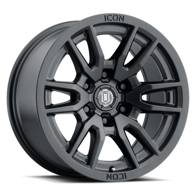 ICON Vector 6 17x8.5 6x5.5 25mm Offset 5.75in BS 95.1mm Bore Satin Black Wheel ICON Wheels - Cast  AXOPROS