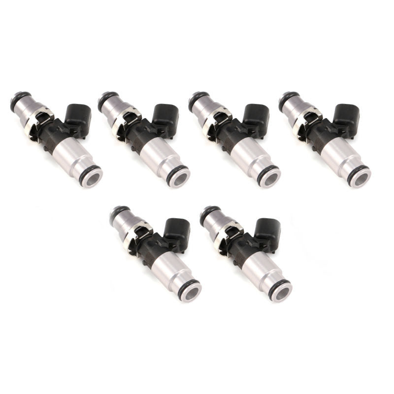 Injector Dynamics 1050X Injectors 14mm (Grey) Adaptor Top - (Silver) Bottom Adapter (Set of 6) Injector Dynamics Fuel Injector Sets - 6Cyl  AXOPROS