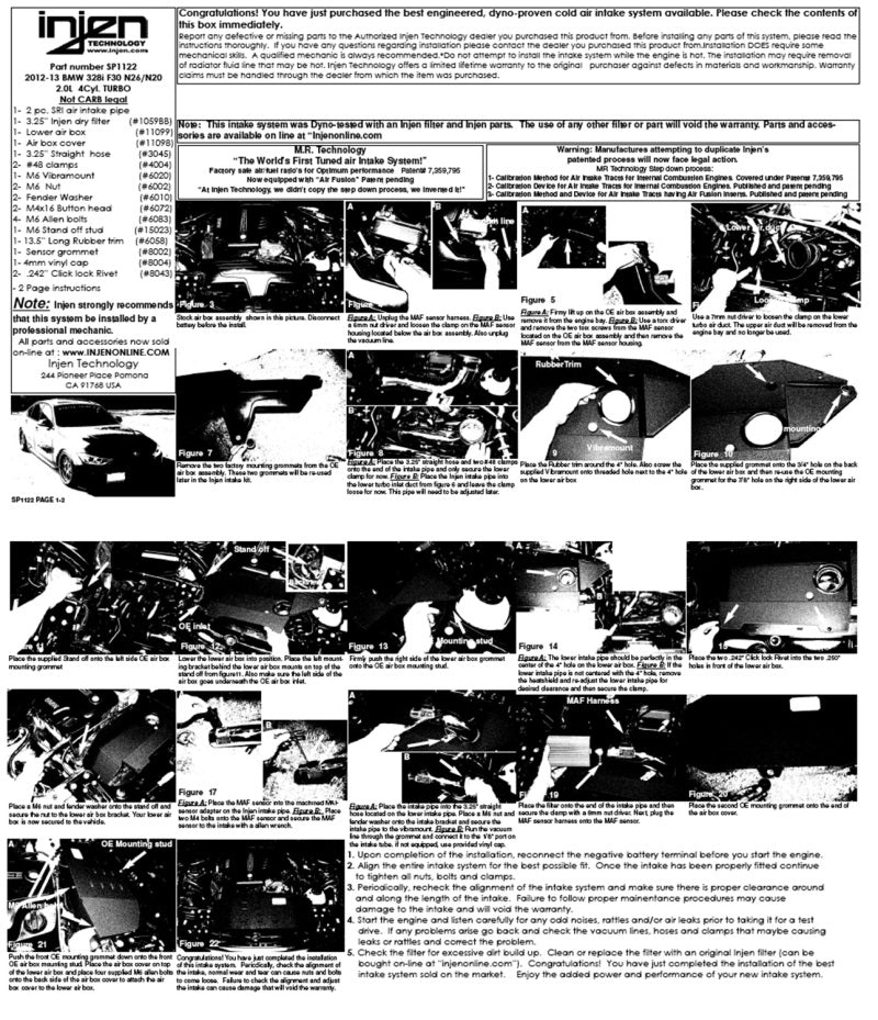 Injen 12-16 BMW 328i F30 N20/N26 2.0L (t) 4cyl Wrinkle Black Short Ram Intake w/ MR Tech & Air Box Injen Cold Air Intakes  AXOPROS