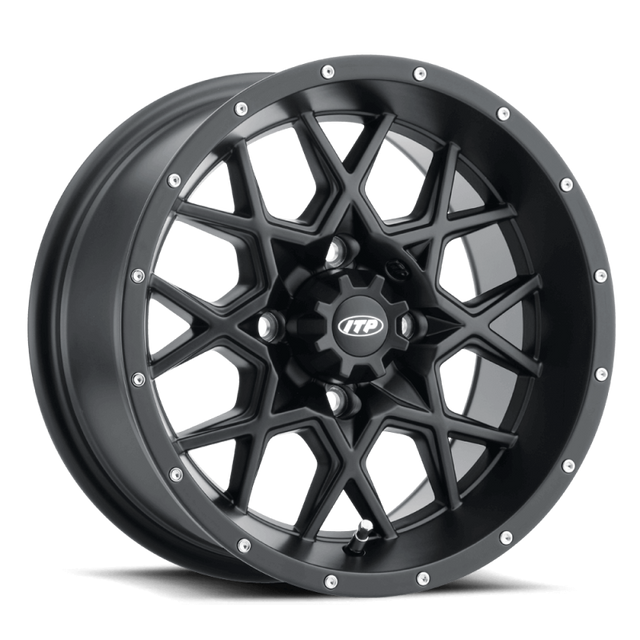 ITP Hurricane 12x7 / 4x110 BP / 5+2 Offset Matte Black Wheel ITP Wheels - Cast  AXOPROS