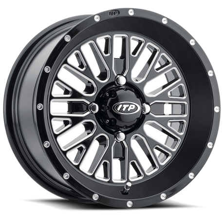 ITP Momentum 24x6.5 / 4x156 BP / 10mm Offset Black w/ Milled Accents Wheel ITP Wheels - Cast  AXOPROS