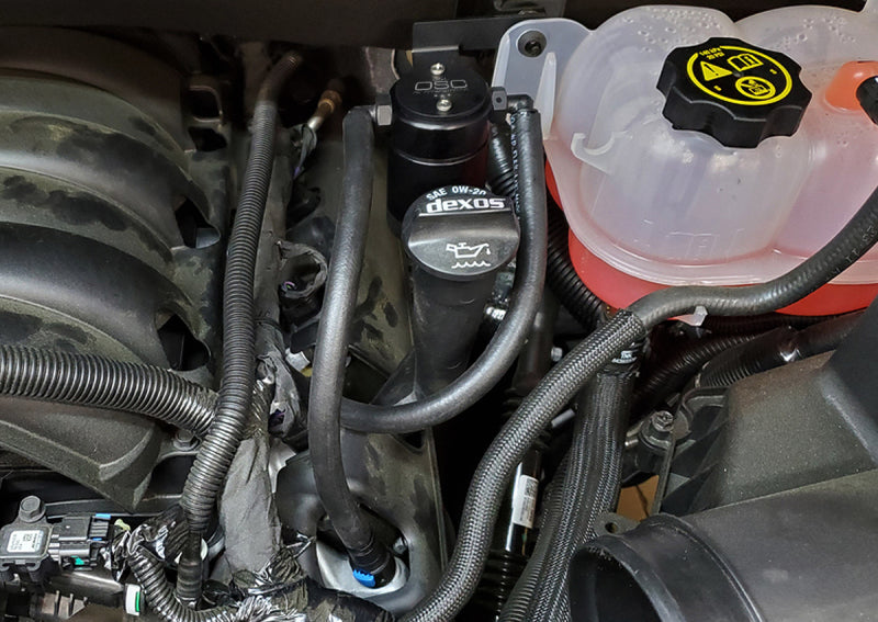 J&L 19-25 Chevrolet Silverado/GMC Sierra 1500 5.3L V8 Driver Side Oil Separator 3.0 - Black Anodized J&L Oil Separators  AXOPROS