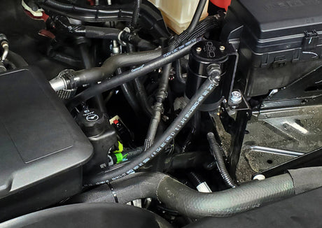 J&L 20-25 Chevy Silverado/GMC Sierra 2500/3500 6.6L Drivers Side Oil Separator 3.0 - Black Anodized J&L Oil Separators  AXOPROS