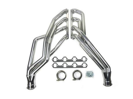 JBA 65-73 Ford Mustang 351W SBF 1-3/4in Primary Silver Ctd Long Tube Header JBA Headers & Manifolds  AXOPROS