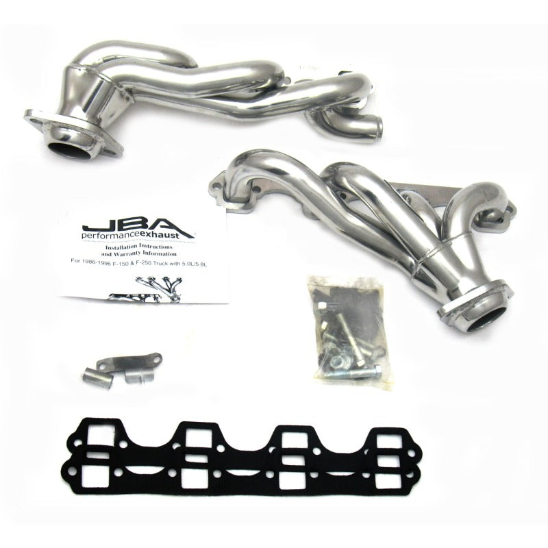 JBA 87-96 Ford F-150 5.8L SBF 1-5/8in Primary Silver Ctd Cat4Ward Header JBA Headers & Manifolds  AXOPROS
