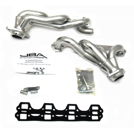 JBA 87-96 Ford F-150 5.8L SBF 1-5/8in Primary Silver Ctd Cat4Ward Header JBA Headers & Manifolds  AXOPROS