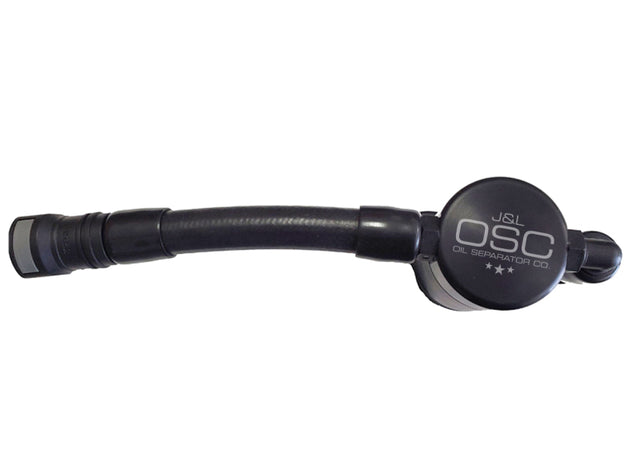 J&L 05-10 Ford Mustang GT Driver Side Oil Separator 3.0 V2 - Black Anodized J&L Oil Separators  AXOPROS