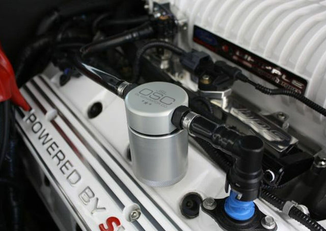 J&L 07-14 Ford Mustang GT500 Passenger Side Oil Separator 3.0 - Clear Anodized J&L Oil Separators  AXOPROS