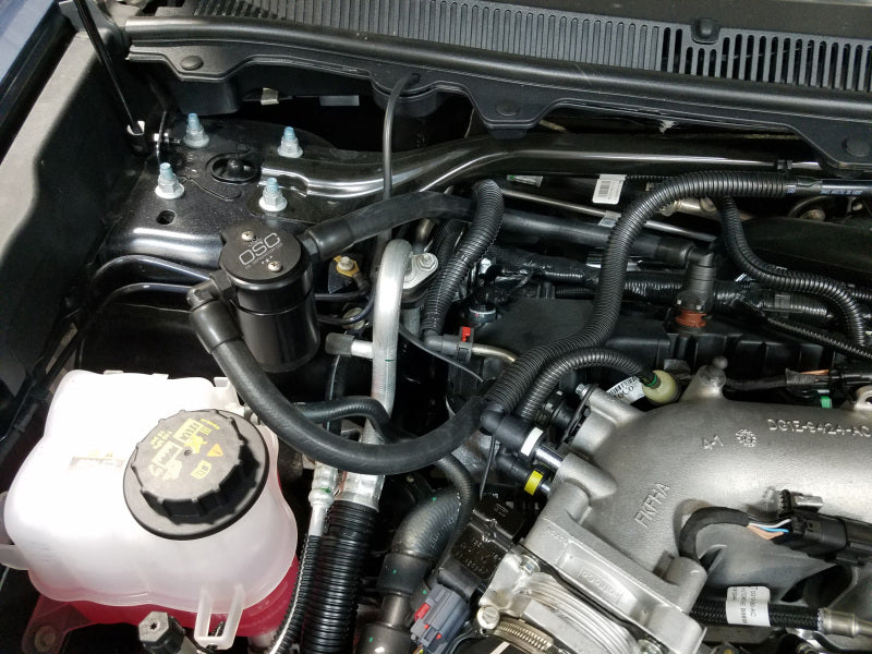 J&L 10-19 Ford Flex EcoBoost V6 Passenger Side Oil Separator 3.0 - Black Anodized J&L Oil Separators  AXOPROS