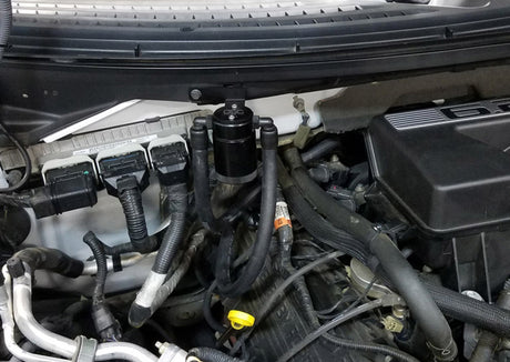 J&L 11-14 Ford F-150/Ford F-150 Raptor 6.2L Passenger Side Oil Separator 3.0 - Black Anodized J&L Oil Separators  AXOPROS