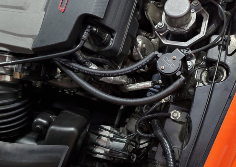 J&L 14-19 Chevrolet Corvette LT1 6.2L Driver Side Oil Separator 3.0 - Black Anodized J&L Oil Separators  AXOPROS